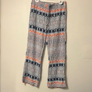 BeBop Blue and Orange Patterned Wide-Leg Pants